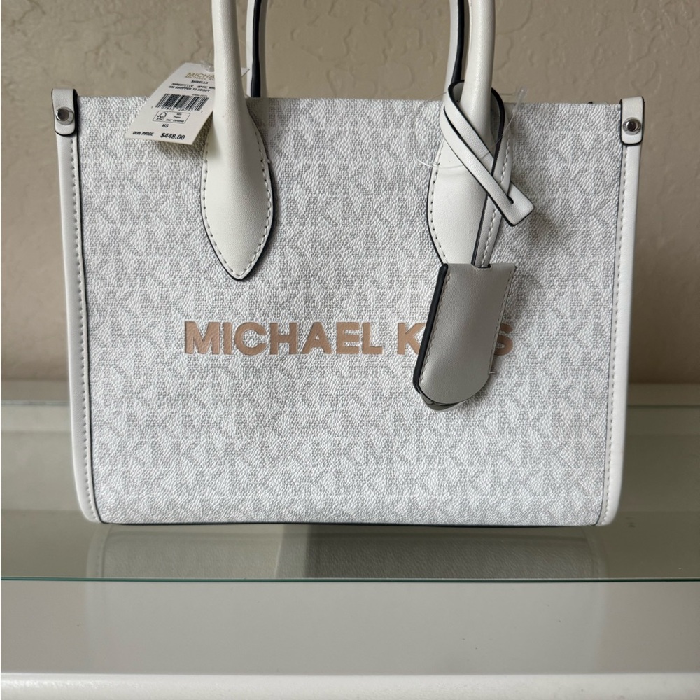 Michael Kors White and Gold Satchel